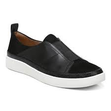 Womens Vionic Essence Zinah Leather Slip-On Sneaker- Black