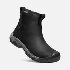 Womens Keen Greta Chelsea Pull-On Waterproof Winter Hiking Boot 1025526-Black/Steel Grey