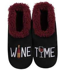 Womens Snoozies Slippers "Wine Time" - Black