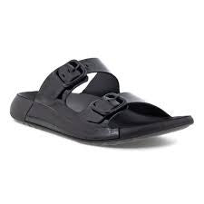 Womens Ecco 2nd Cozmo Slip-On Adjustable Sandal 206833-01001 Black Patent