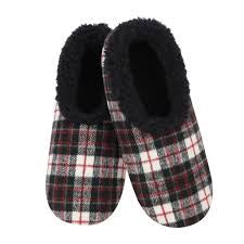Mens Snoozies Cozy Plaid Slippers - Red/Ivory/Black