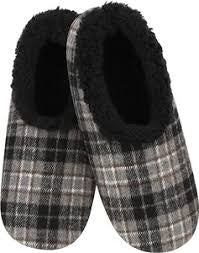 Mens Snoozies Cozy Plaid Slippers - Charcoal/Black