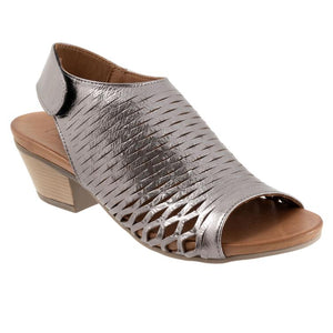 Womens Bueno "Lacey" Open Toe Shoe w/ Adjustable Velcro Slingback - Pewter