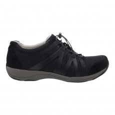 Womens DANSKO Henriette Slip-On Walking Shoe-Wide - Black Leather/Black Suade