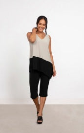 Sympli Color Block Reversible Angle Tank Top 21197CB-SANDBLK Sand/Black Combo - 1 ONLY SIZE 10 - 20% OFF