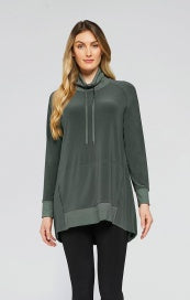 Sympli Motion Raglan Ruched Hem Tunic 23180-3 Melange Olive 1 ONLY SIZE 8 - 20% off